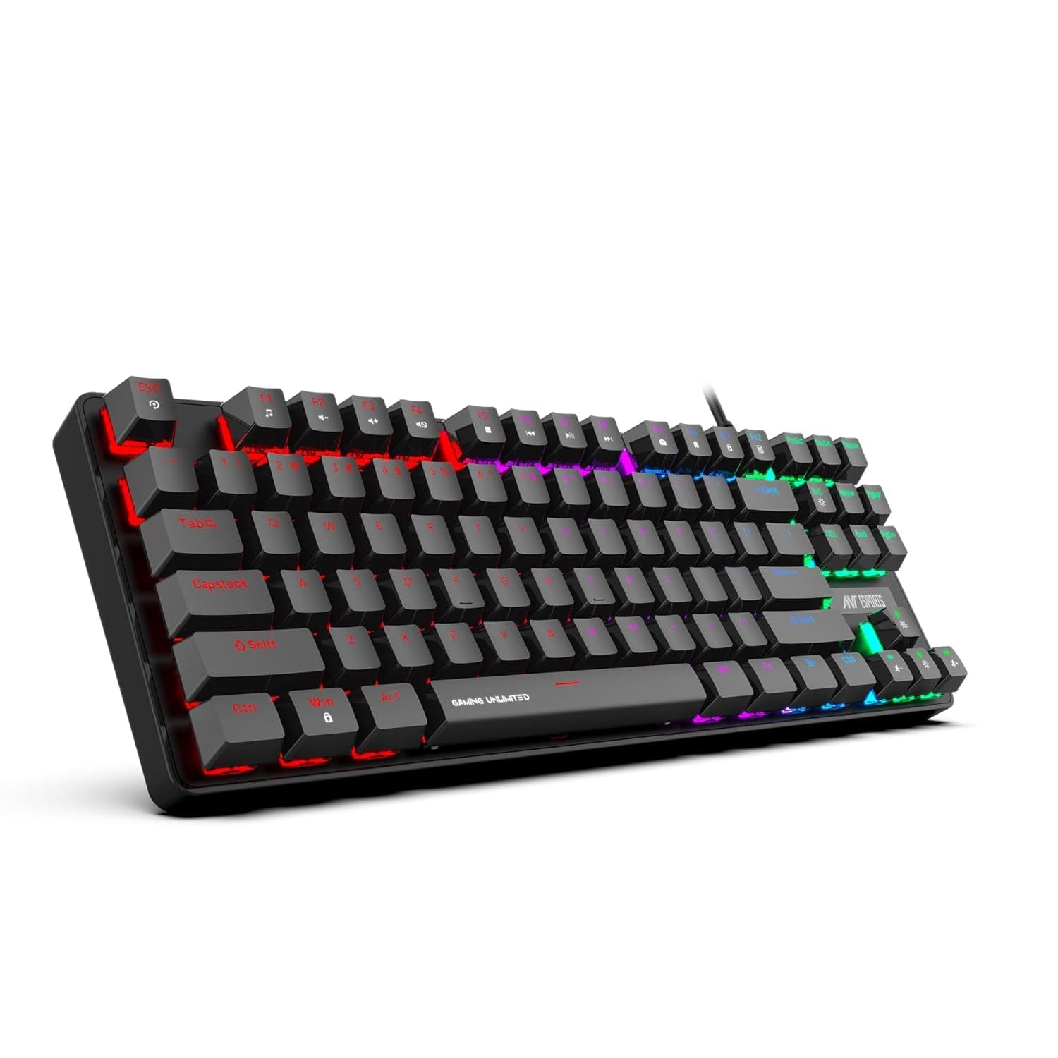 Ant Esports Gaming Keyboard MK1000 TKL Mechanical Multicolor LED Backlit Wired -Black with Blue Switch - Image 6